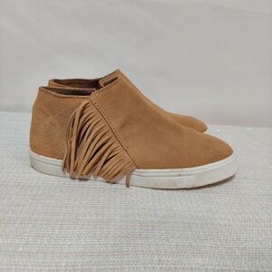 Minnetonka Single Fringe Side Zip Boot Women's 8 Tan‎ Suede Boho Festival